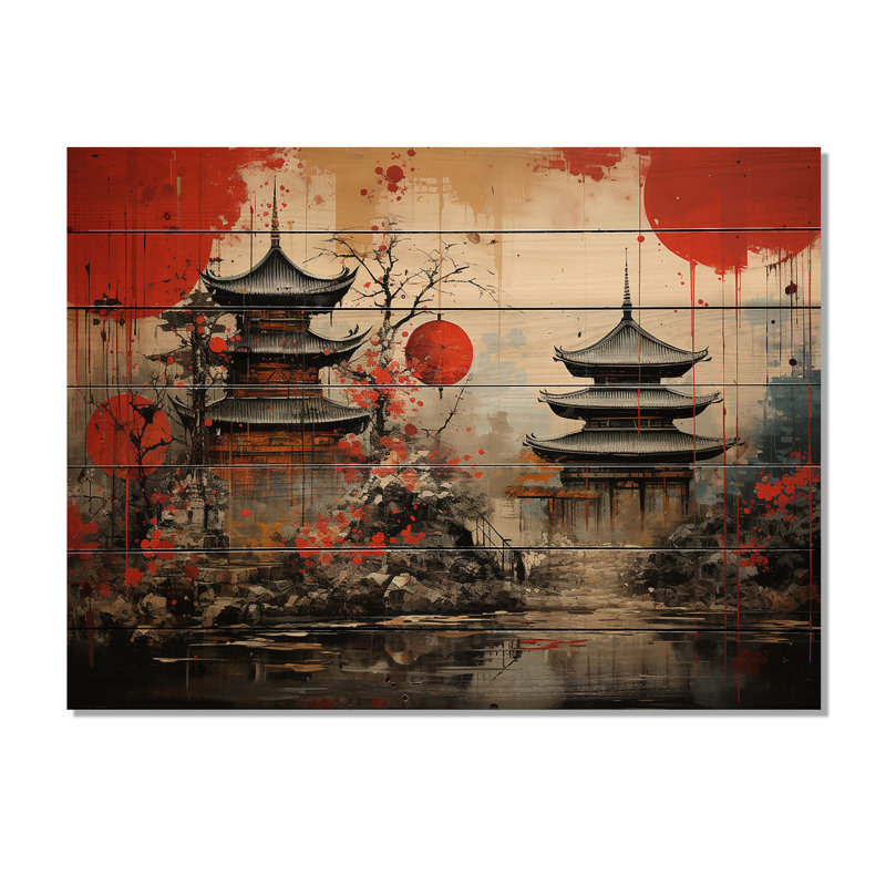 Lureta, art asiatique fusion urbaine sur bois, H 10 po x l 20 po x P 0,78 po