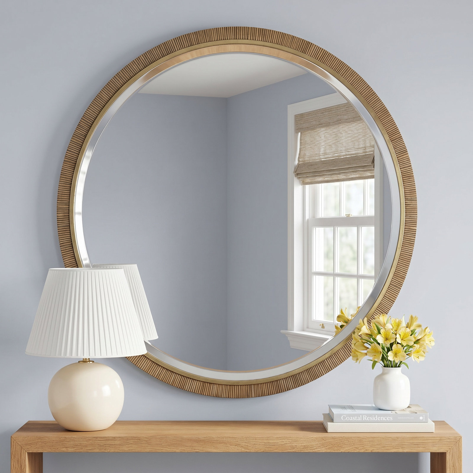 Adrianne 39" Rattan Round Mirror