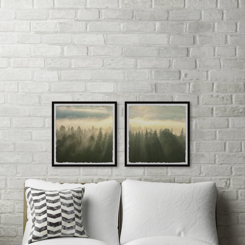 Soleil à travers les arbres Diptyque, H 18 po x l 18 po x P 1,5 po