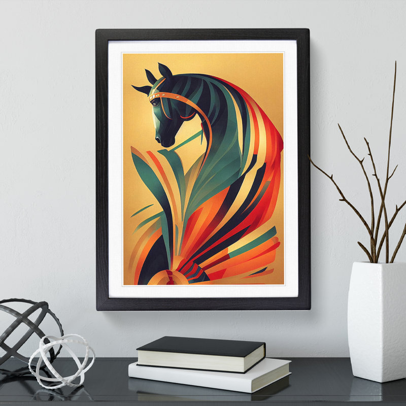 Horse No.4 - Single Picture Frame Print, 46cm H x 34cm W x 2cm D, Black Framed
