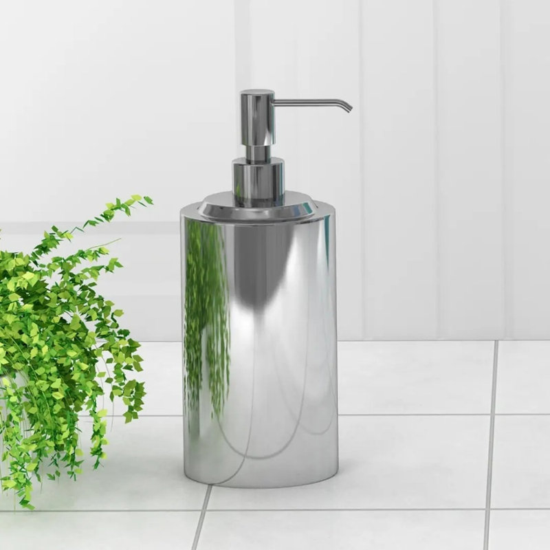 Bouteille de pompe à savon liquide en acier inoxydable pour meuble-lavabo de salle de bain et évier de cuisine, contenant métallique de désinfectant réutilisable multi-usages argent métallique