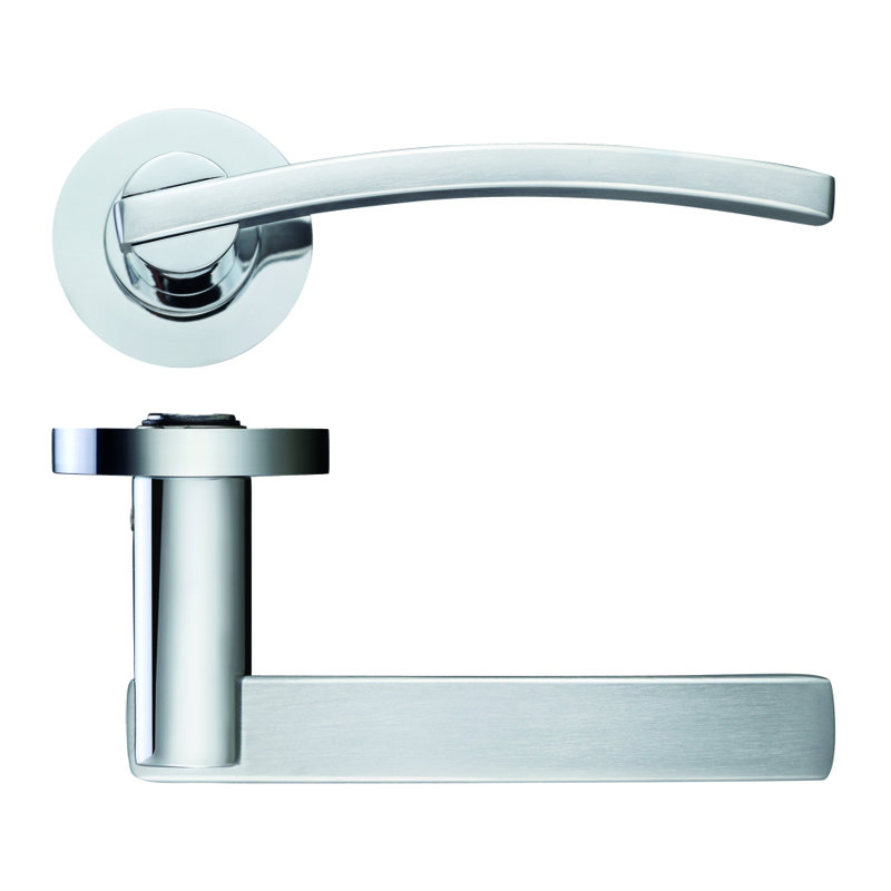 Adria Latch Door Handle, Satin Chrome/Polished Chrome
