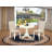 3 Piece Dinette Set for Small Spaces Contains a Round Kitchen Table with Pedestal and 2 Cream Linen Fabric Parson Dining Chairs, Linen White-123719598-123719599-123719601