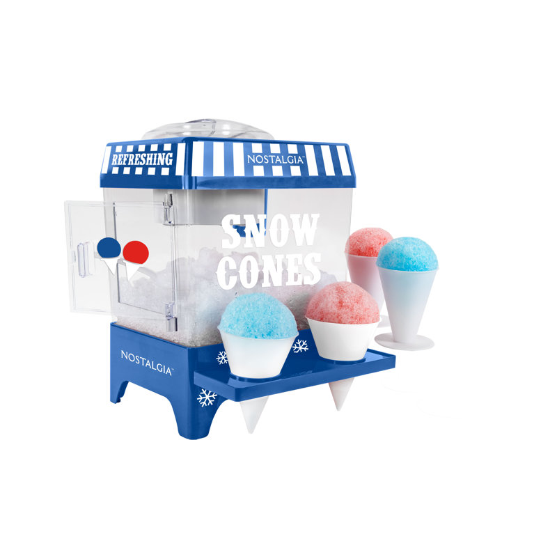Nostalgia Snow Cone Shaved Ice Machine with Shelf, Blue