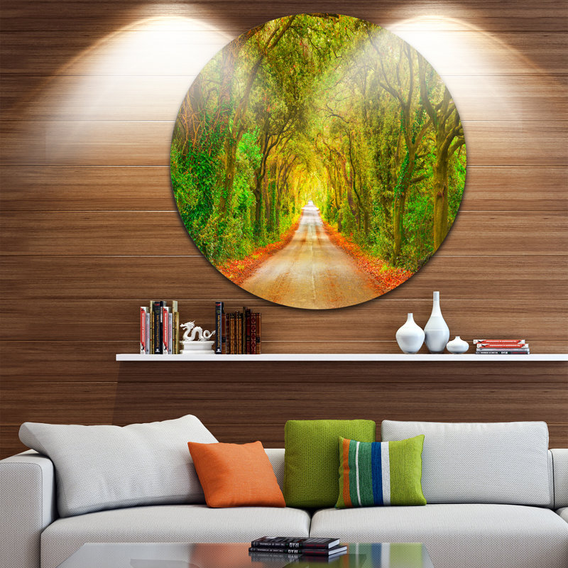 «Fall Greenery and Road Straight Ahead», impression, H 23 po x l 23 po x P 1 po, Métal