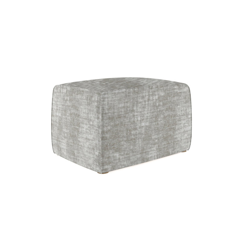 Varick Cube Ottoman, Plush Velvet Oyster, Weathered