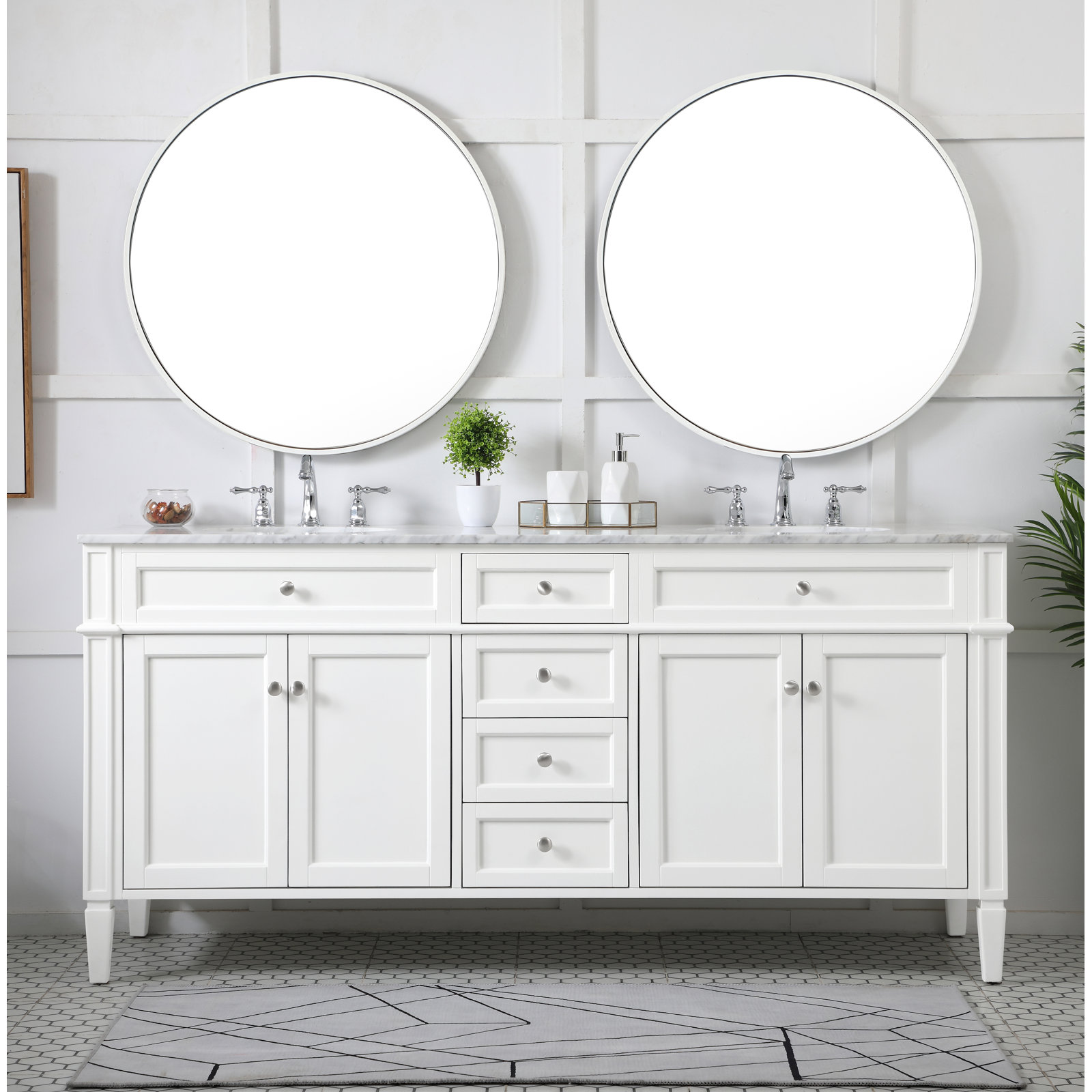 Rivers 72'' Double Bathroom Vanity, White