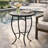 Outdoor Round Side Table with Mosaic-Style Top and Curved Iron Legs, Red and Matte Black