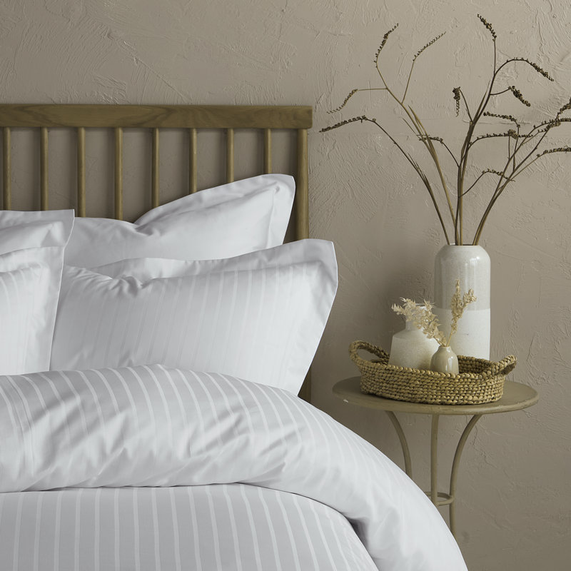 Arla Cotton Striped Duvet Cover Set with Pillowcases, Single - 1 Standard Pillowcase