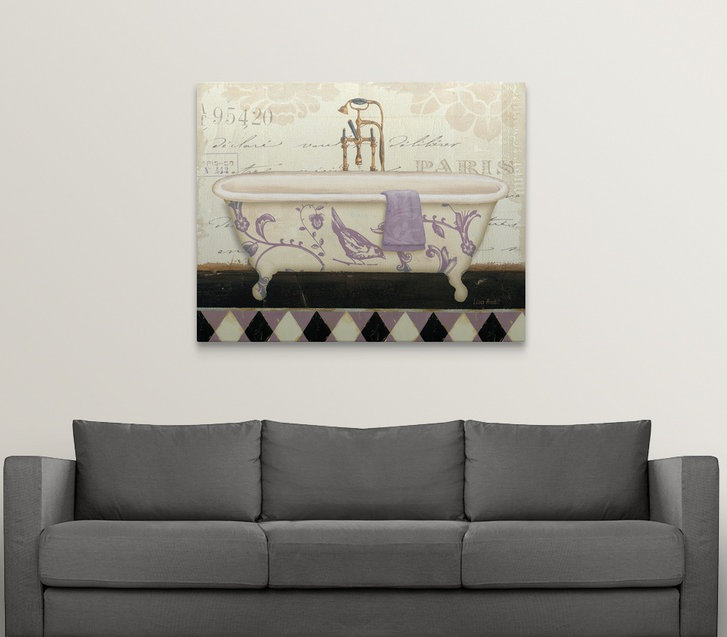 Lavande Marche de Fleurs Bath II par Lisa Audit - impression d'art graphique, H 16 po x l 20 po x P 1,5 po, Toile