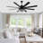 Terriek 72" Black Ceiling Fans with Lights and Remote, 6 Speed Reverisble DC Motor Large Motor Modern Ceiling Fan-868463039