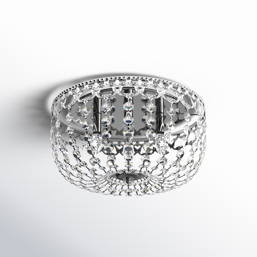 Melrose 15'' 4 - Lights Modern Bowl-Shaped Crystal Flush Mount Lighting Fixture For Living Room/ Bedroom Kelly Clarkson Home Fixture 