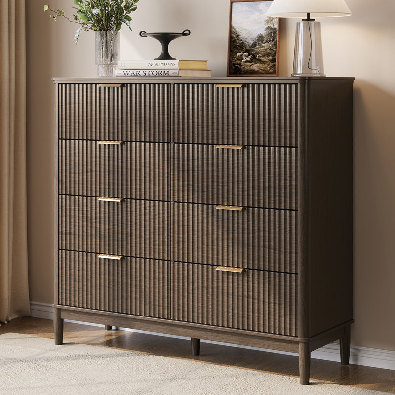 Soren 8-Drawer Dresser With Solid Wood Legs, Dark Brown