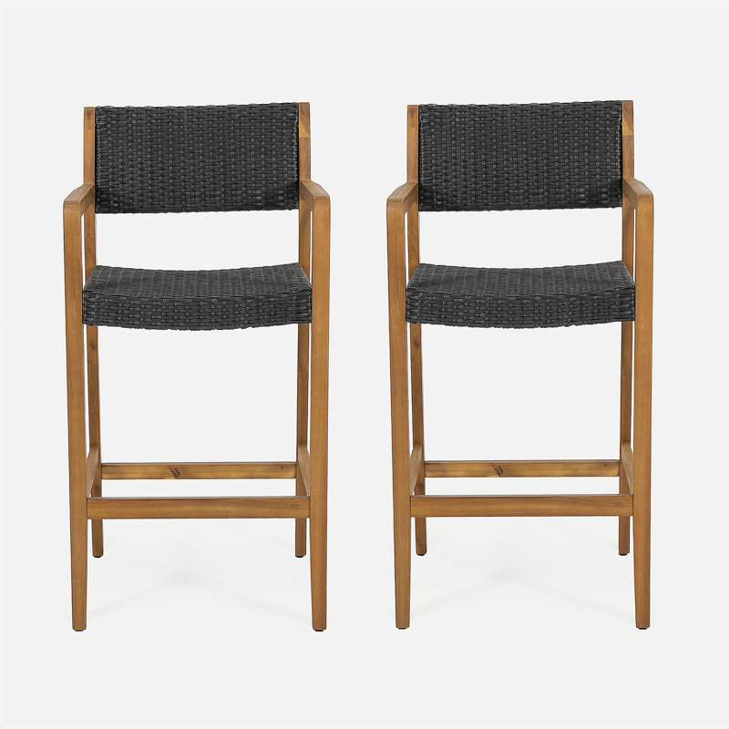 GENESEE WICKER & WOOD BAR STOOL
