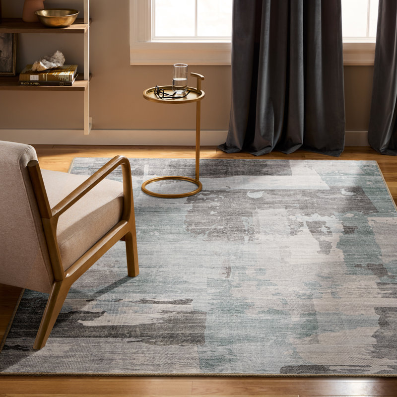 EVERWASH Haven Abstract Colorblock Machine Washable Area Rug with AirFlo Technology for Easy Clean, Ultra-Soft Pile, Built-in Rug Pad with Non-Slip Backing, Pet, Family & Allergy Friendly Rug, Blue Multi, 6'x9'