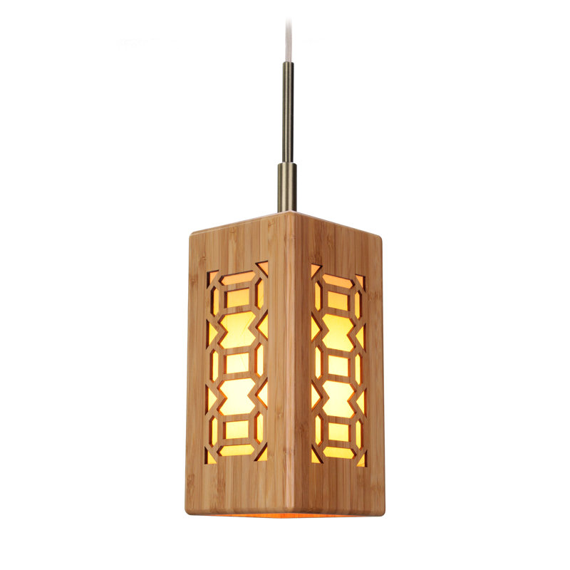 Luminaire suspendu rectangulaire unique à 1 lumière, Laiton classique