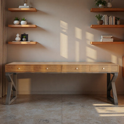 Bureau de travail multi-tiroirs avec pieds en fer en forme de K