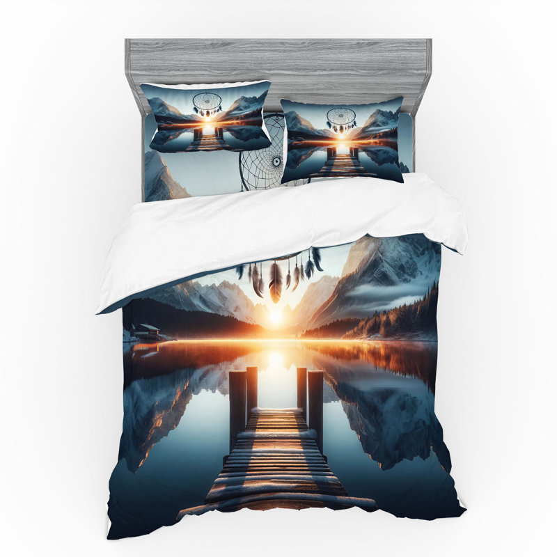 Ensemble de literie Ambesonne Lake et bleu ardoise, King Duvet Cover + 3 Additional Pieces