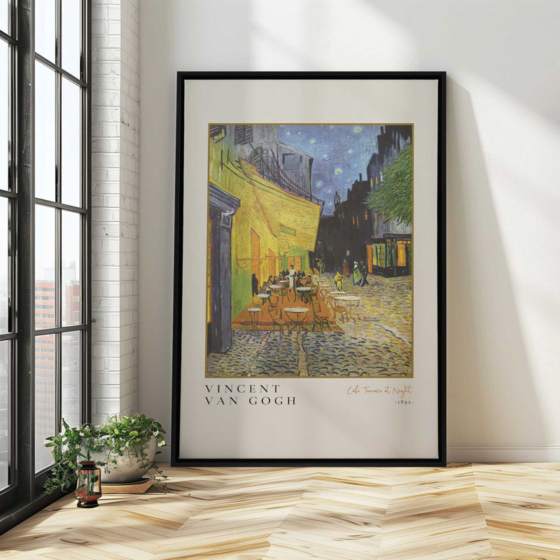 Impression sur toile de Van Gogh's Cafe Terrace at Night v3, H 48,75 po x l 32,75 po, Noir satiné