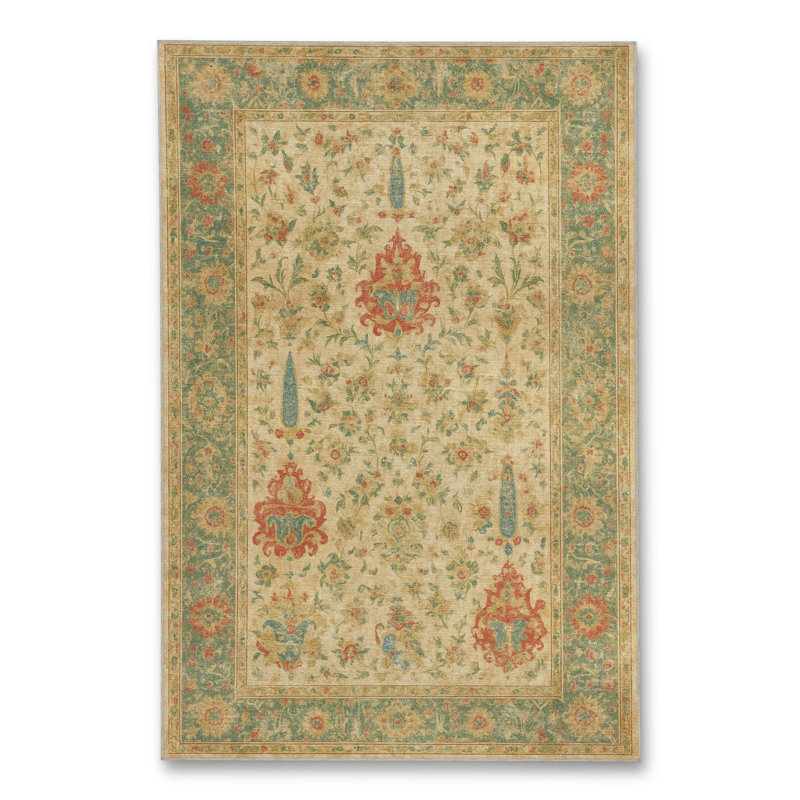 Tapis beige tissé traditionnel Mosso, 6'7" x 9'10"