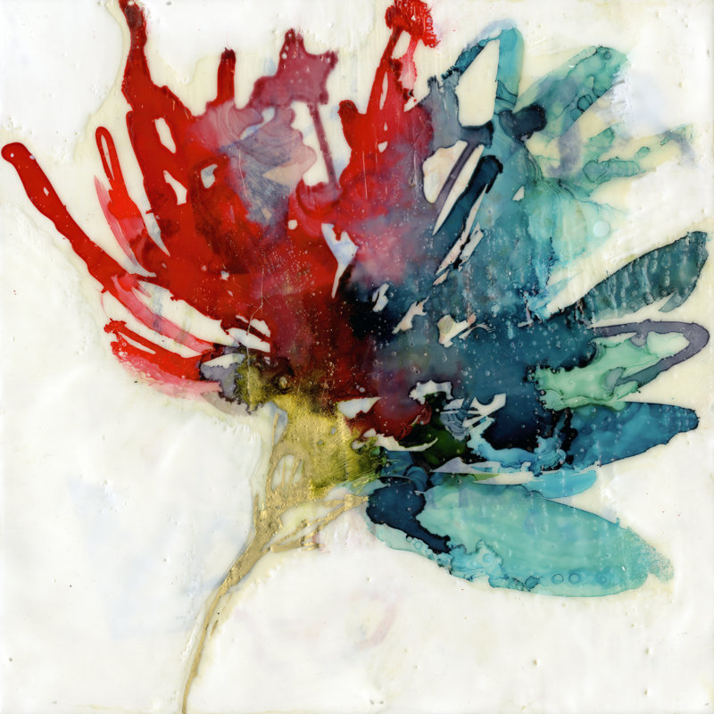 Splashed Flower I by Jennifer Goldberger - Wrapped Canvas Painting, 91cm H x 91cm W x 3.8cm D