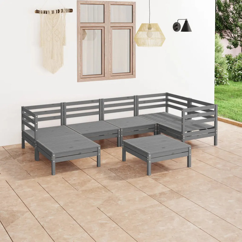 Anguila 7 Pieces Sofa Seating Group, Grey