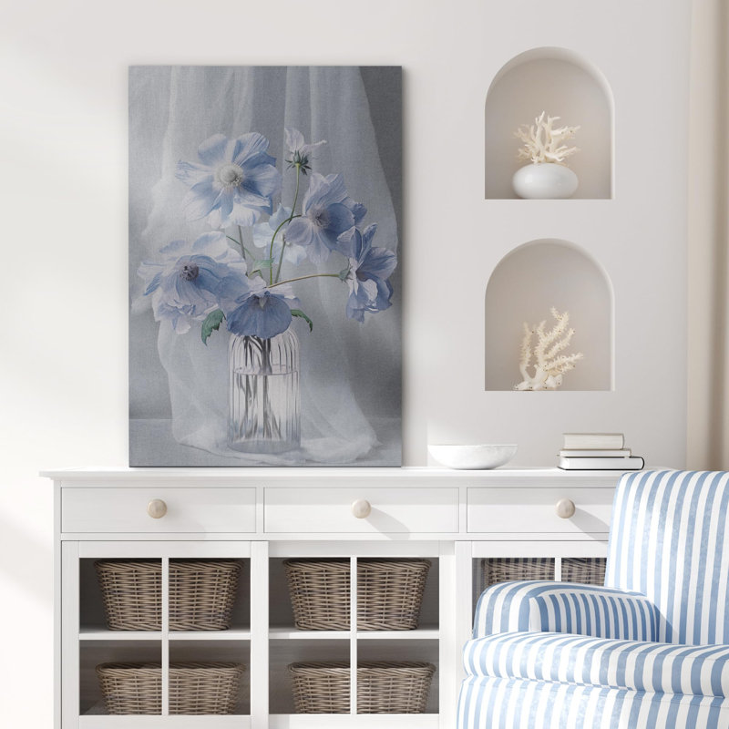 «Flower Blossom», illustrations de bouquets de fleurs bleues sur, Toile tendue, H 18 po x l 12 po