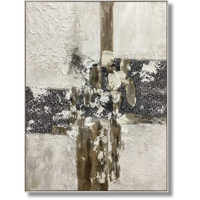 Textured Urban Crossroads Canvas Wall Art - 36" x 48" - Champagne Silver Frame