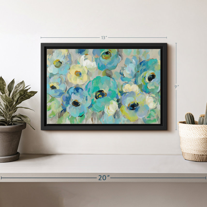 Fresh Teal Flowers I Canvas Print, 9" H x 13" W
