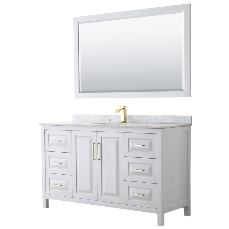 Daria 60'' W Single Vanity, Dark Gray, Polished Chrome, White Carrara Marble