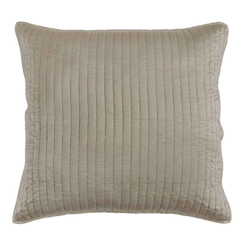 Satin Channel Silky Satin Design Solid Color Classic Modern Quilted Euro Sham 27x27 inch, Tan