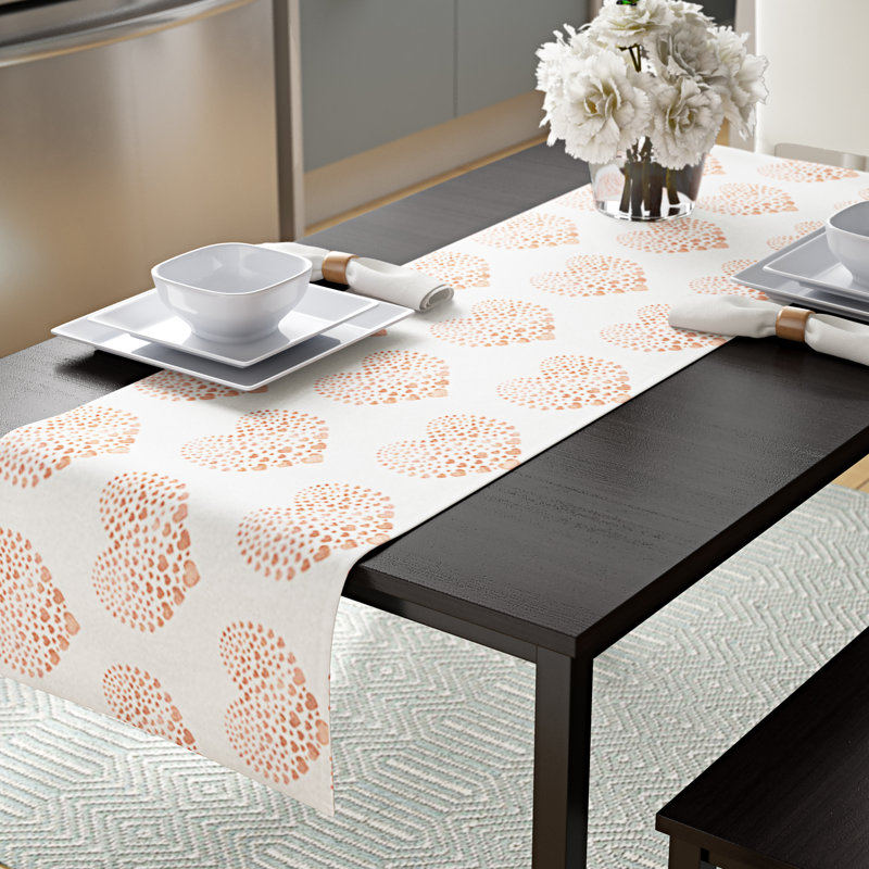 Ferrier Heart Table Runner, 90" L x 16" W, Orange