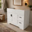 Meuble-lavabo moderne pour salle de bain, armoire en MDF blanc de 42,24 pouces avec 2 tiroirs et portes à fermeture en douceur