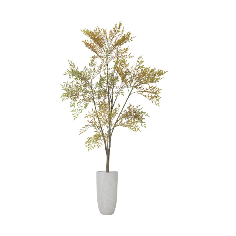 Arbre à fleurs 84,3 po en bambou artificiel beige haut en fibre de pierre parfaite pour l'intérieur et l'extérieur