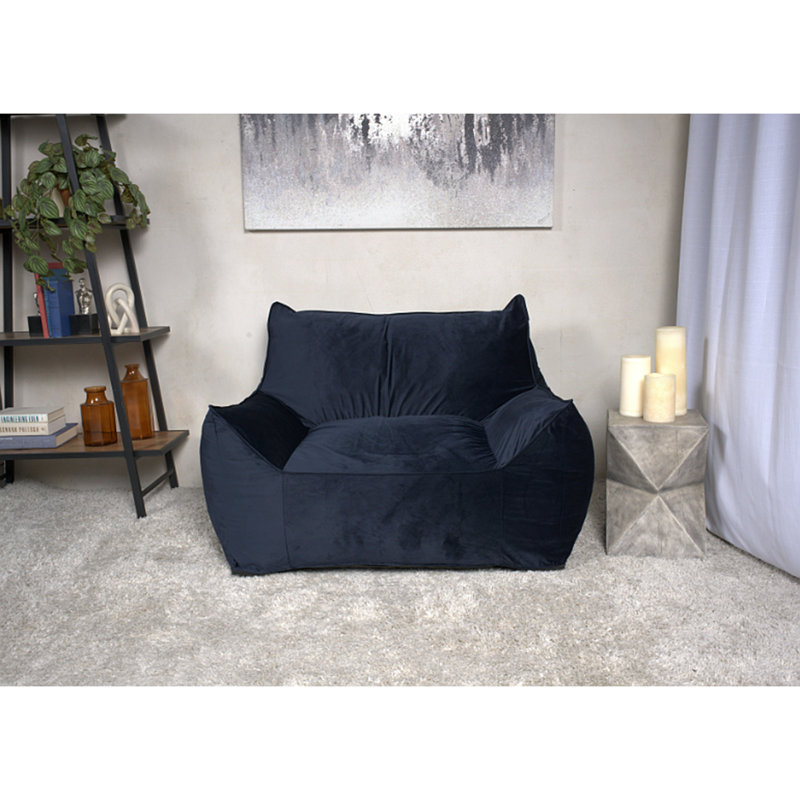 Fauteuil à billes avec accoudoirs, H 30,05 po x l 40,05 po x P 40,05 po, Velours bleu foncé