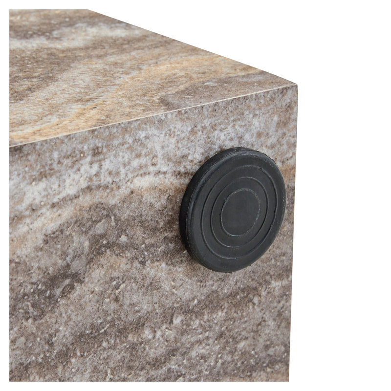 Table basse rectangulaire de 39,3 po en fausse pierre grise - centre de table minimaliste moderne avec surface en panneau de fibres à densité moyenne imperméable
