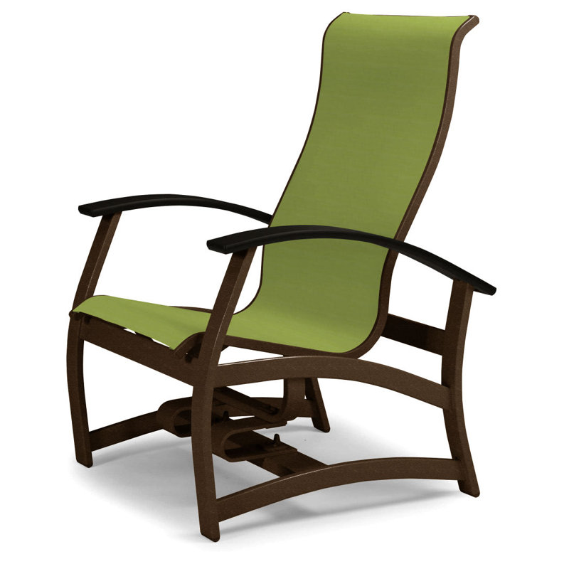Askar Powder Coated Aluminum Outdoor Lounge Chair, Black P70, Lime 38D Sunbrella®, Textured Kona