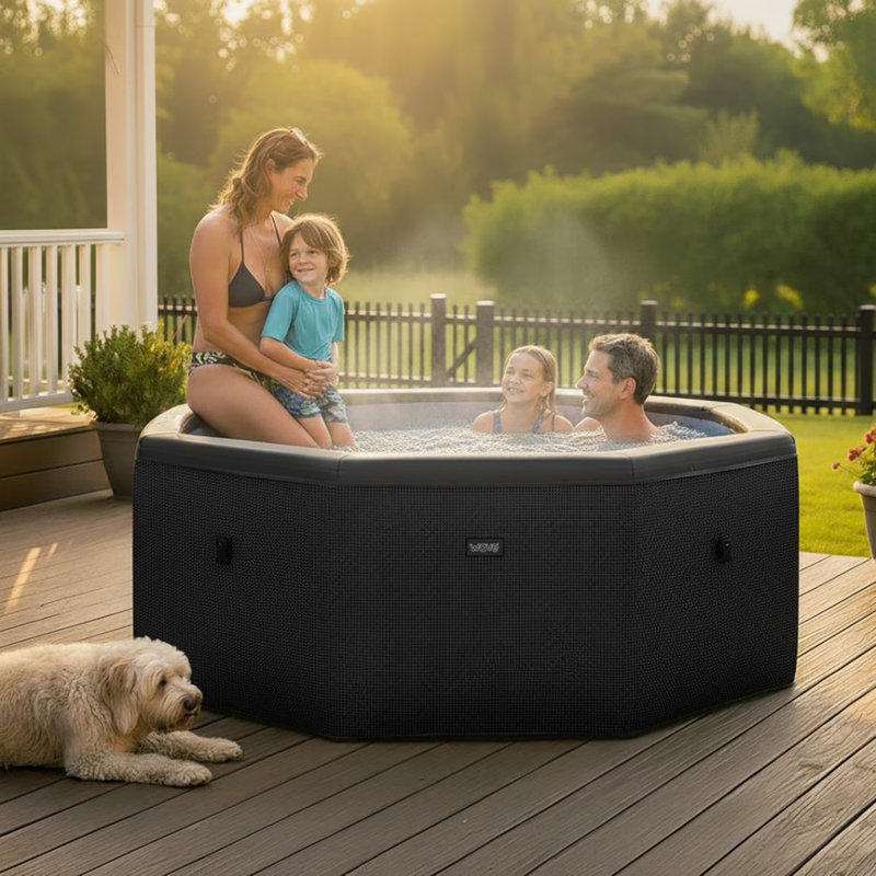 Wave Como | 6-Person Eco Foam Hot Tub | Octagon | Wi-Fi Integrated Heater, Pebble White