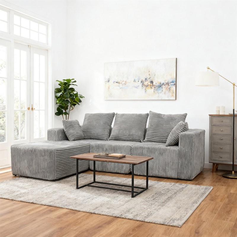 Canapé d'angle, Tissu gris