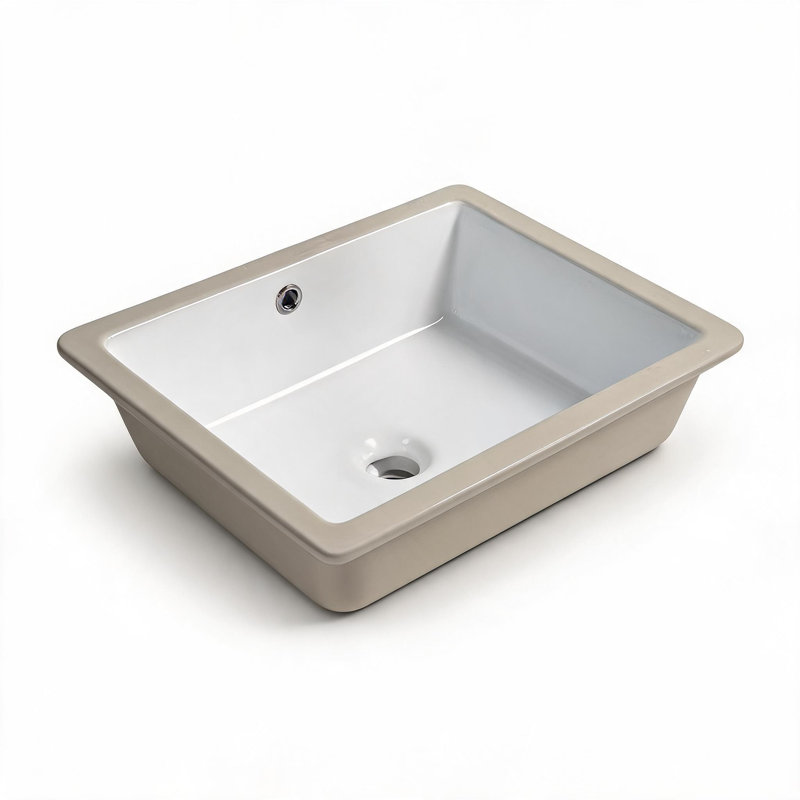 Lavabo de salle de bain encastré en céramique blanc laiteux de 45,7 cm x 35,6 cm avec trop-plein et vasque profonde.