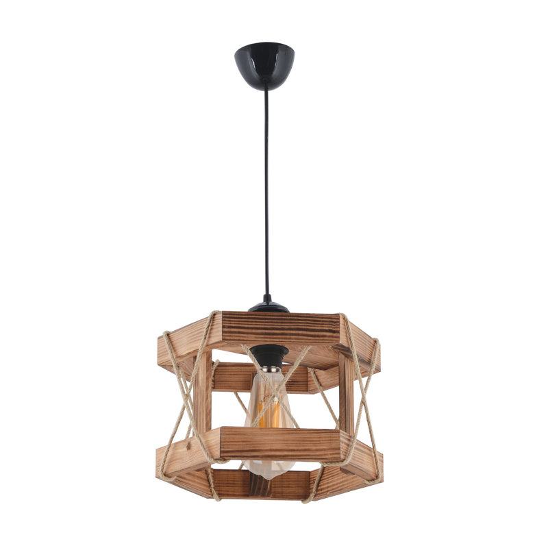 Elegant Wooden Chandelier, Brown Finish, 10.2 x 11.8 inches | Adjustable Height: 25.6 inches | E27 Socket, Max 40W | CE Certified | Perfect for Dining Room, Living Room & Entryway | Stylish & Functional Lighting Solution