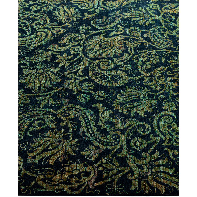 Overdyed Hand-Knotted Wool Modern-Contemporary Green Area Rug 4' 1" x 5' 1"