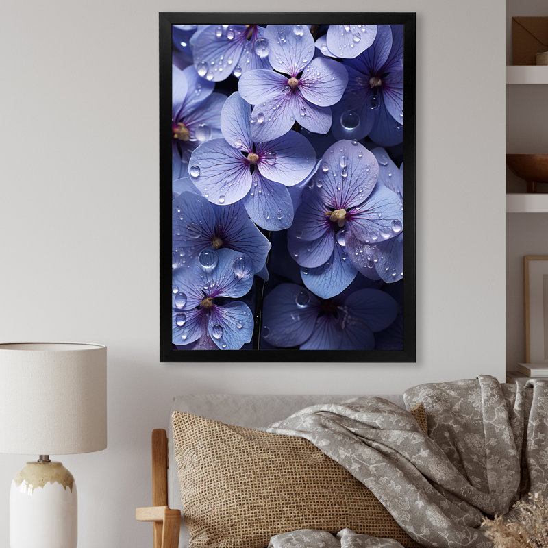«Violets Rain», reproduction sur toile, Cadre simple noir, H 20 po x l 12 po x P 1 po