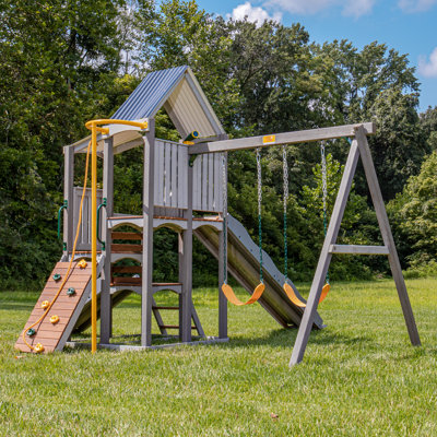 Jack  June Haven Cedar Playset With Swings Slides And Accessories