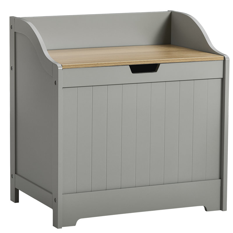 Milano Wood Cabinet Laundry Hamper, Tan/Oak