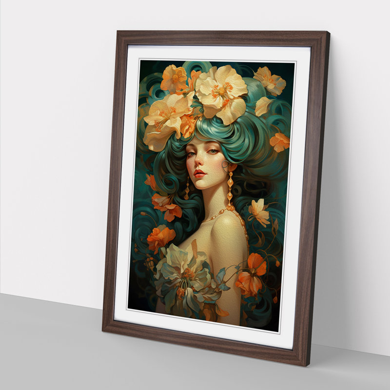 Single Picture Frame Print on Wood, Walnut Framed, 34cm H x 25cm W