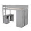 Lit mezzanine simple gris avec armoires encastrées, bureau et armoire de rangement-200839067-200839066