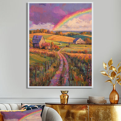 Doninic Rainbow Over The Farmland - Rainbow Wall Art for Living Room