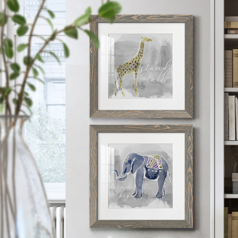 «Stand Tall», ensemble de 2 peintures, H 17 po x l 34 po x P 1,5 po, Cadre en papier gris