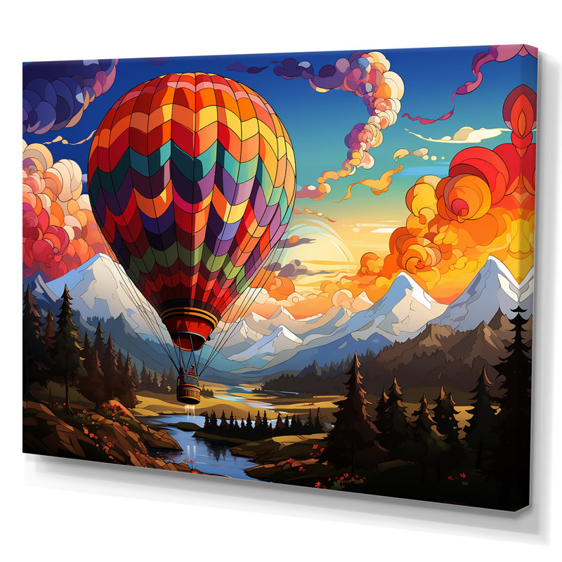 Pop Art, montgolfières, vues aériennes sur toile, Toile tendue, H 30 po x l 40 po x P 1,5 po